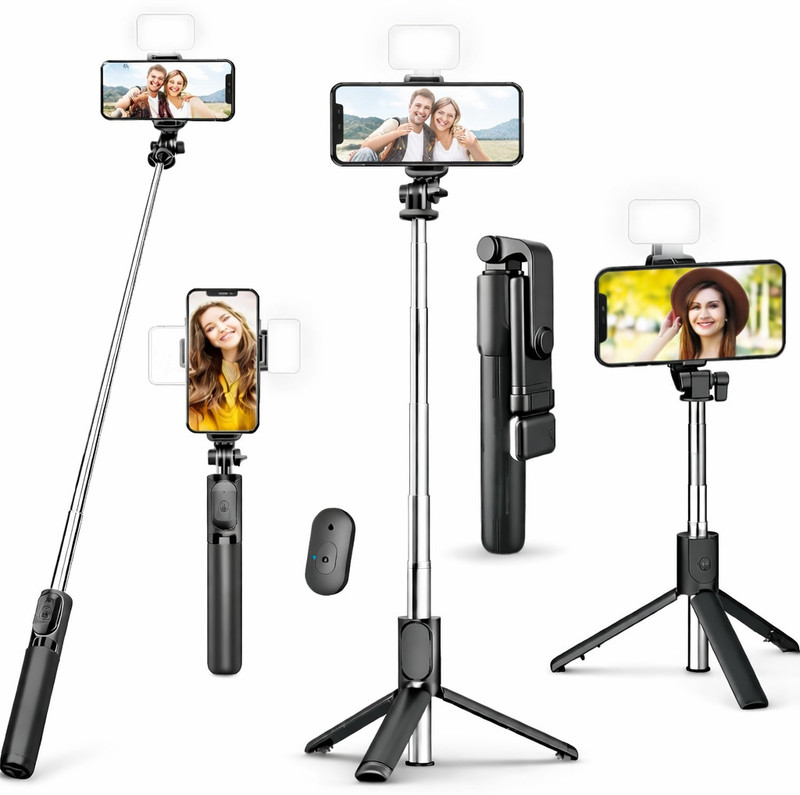 GoULTRA Selfie Stick with Wireless Remote Extendable Design Stainless Steel Tripod Ball Head, Tripod, Tripod Clamp(Black (70), Supports Up to 500 g)