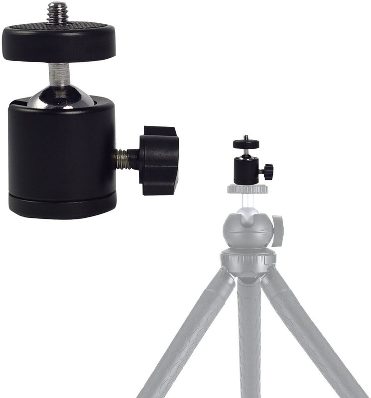 Wanzhow Ball Head Mount 1/4" Screw for Tripod Stand 360 Degree Rotating Tripod Ball Head(Black, Supports Up to 600 g)