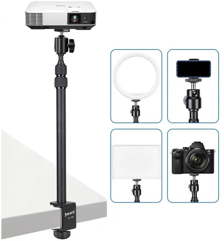 FKU Jmary MT49 Projecter Stand Tabletop C Clamp Desk Mount Table Stand Tripod Ball Head(Black, Supports Up to 2000 g)