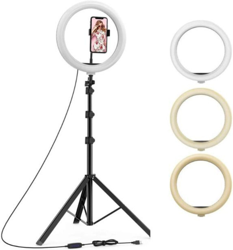 SHUDAUSHI RING LIGHT+7 Feet (84 Inch) Mobile Clip Holder for All Mobiles & Cameras Tripod Tripod Ball Head, Tripod Kit(MULTY COLOR, Supports Up to 2000 g)