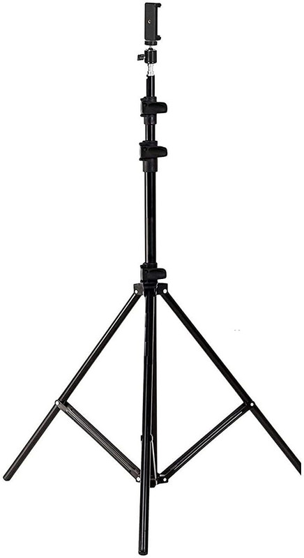 TechBlaze Camera Stand Lightweight & Portable 7 Feet Long Tripod Stand with Mobile Clip Tripod Ball Head(Black, Supports Up to 300 g)