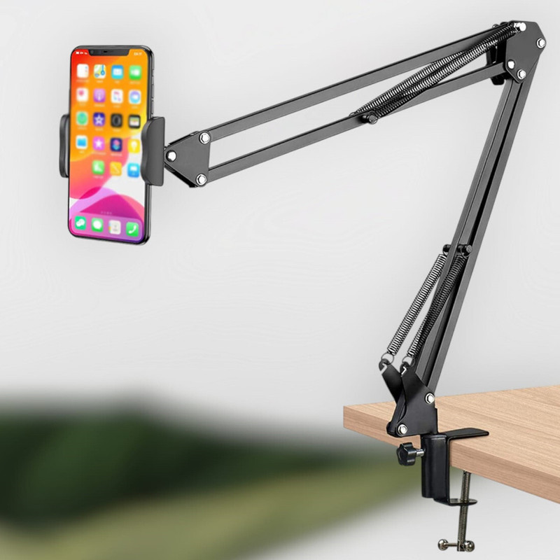 Zohlo Adjustable Overhead Tripod Arm with Mobile Holder Ideal for YouTube Videos Tripod Ball Head(Black, Supports Up to 1200 g)