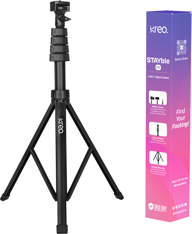 Kreo STAYble 1.6m Tripod Stand Video Mobile Stand Phone Stand Camera Stand Mobile Tripod(Black, Supports Up to 3000 g)