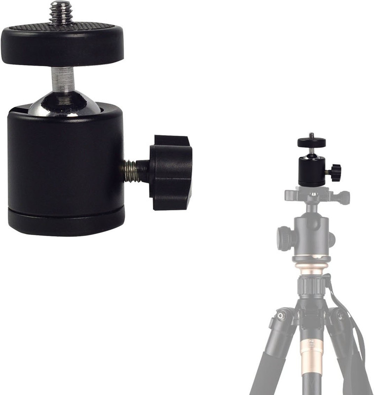 Wanzhow Mini Ball Head 1/4" Screw 360 Degree High Quality Body Tripod Ball Head(Black, Supports Up to 600 g)