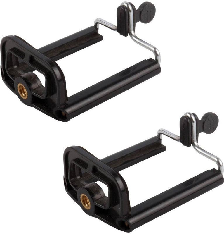 WRADER SET OF 2 Tripod Clip for Mobiles Tripod Mount Adapter with Side Cushion Padding Tripod Bracket, Tripod Ball Head, Tripod, Tripod Clamp, Tripod Kit, Monopod, Monopod Kit(Black, Supports Up to 600 g)