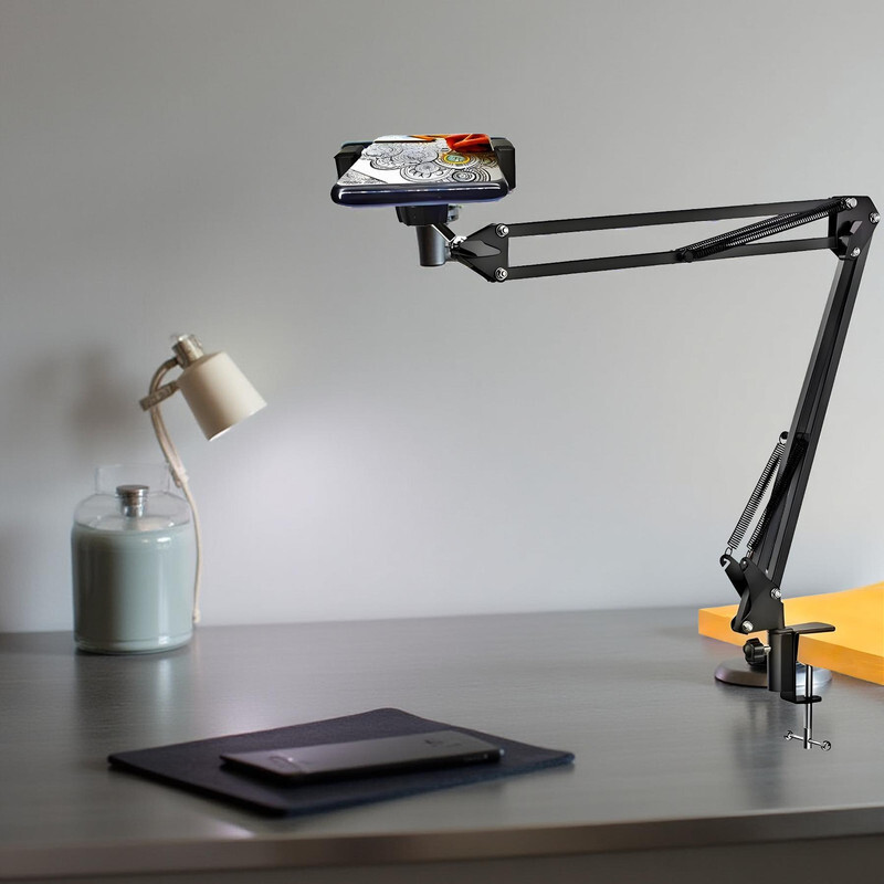 TRUWEL Adjustable Desk Clamp Mobile Stand for Video Calls Tripod Clamp(Black, Supports Up to 1000 g)
