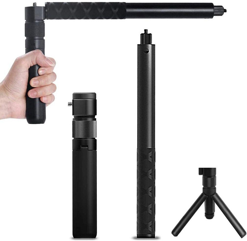 ELFOG 3 IN 1 Bullet Time Handle with Foldable Tripod for Insta 360 One X3 X2 Tripod Kit(Black, Supports Up to 350 g)