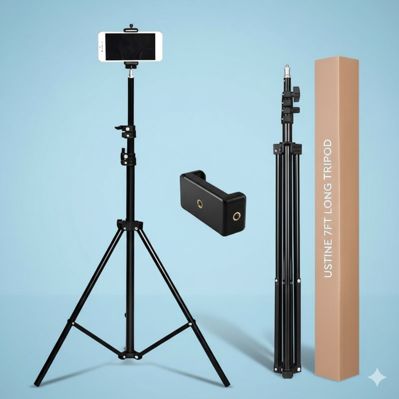 Azyro ANFI Lightweight & portable 7feet long tripod stand(supports up to 2500g) Tripod Kit, Tripod, Tripod Ball Head, Monopod Kit, Monopod(Black, Supports Up to 2500 g)
