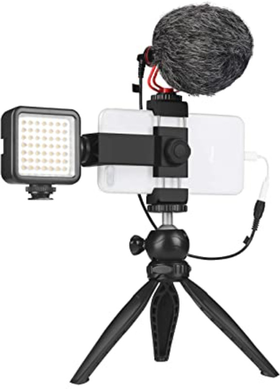 Clairbell ZED_1011_Video Vlogger Kit Microphone LED Fill Light Tripod for Phone Video kit Tripod Kit(Multicolor, Supports Up to 1000 g)