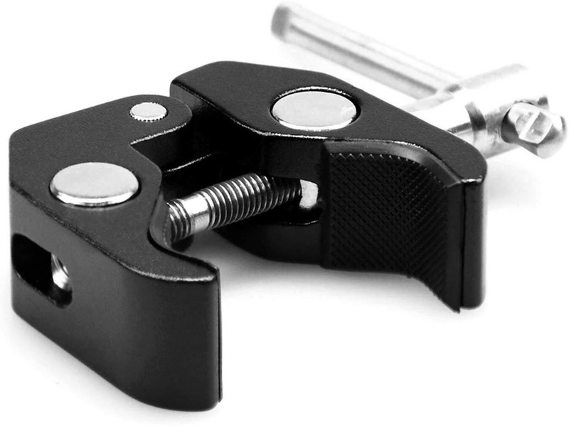 SUPERNIC Camera Clamp w/ 1/4" and 3/8" Thread Rod for DSLR Rig Cameras Tripod Kit(Black, Supports Up to 2.5 g)