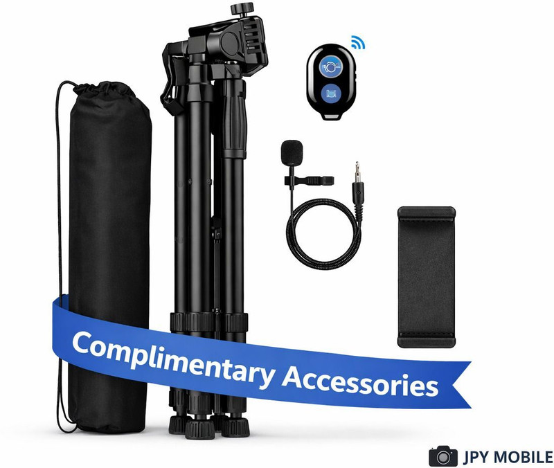 JPY 55 Inches (140 cm) Portable Lightweight Aluminium Tripod For Mobile, Camera With Tripod Kit(Black, Supports Up to 5000 g)