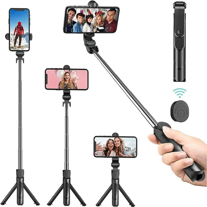 Planetoid New XT-02 Bluetooth Extendable Selfie Stick with Wireless Remote Selfie Stick Tripod Kit, Monopod Kit(Black, Supports Up to 500 g)