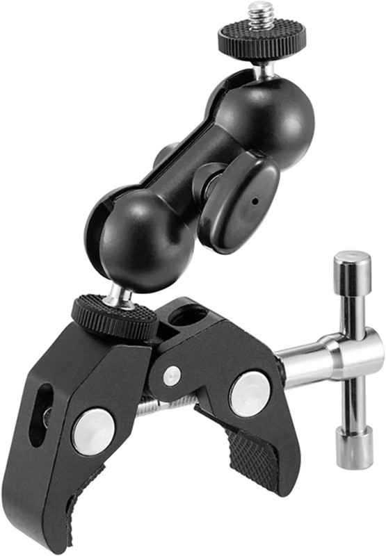 USPOT Double Ballhead Magic Arm w Super Clamp Adjustable Monitor Mount Bracket f DSLR Tripod Kit, Tripod, Monopod Kit, Monopod(Black, Supports Up to 1500 g)
