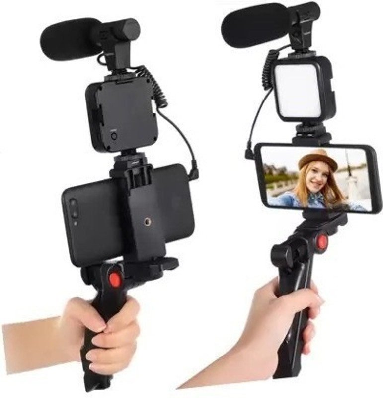 MURLIHUB video recording kit with tripod Smartphone Camera Video Kit, Mini Tripod Tripod Kit, Monopod Kit(Black, Supports Up to 1000 g)