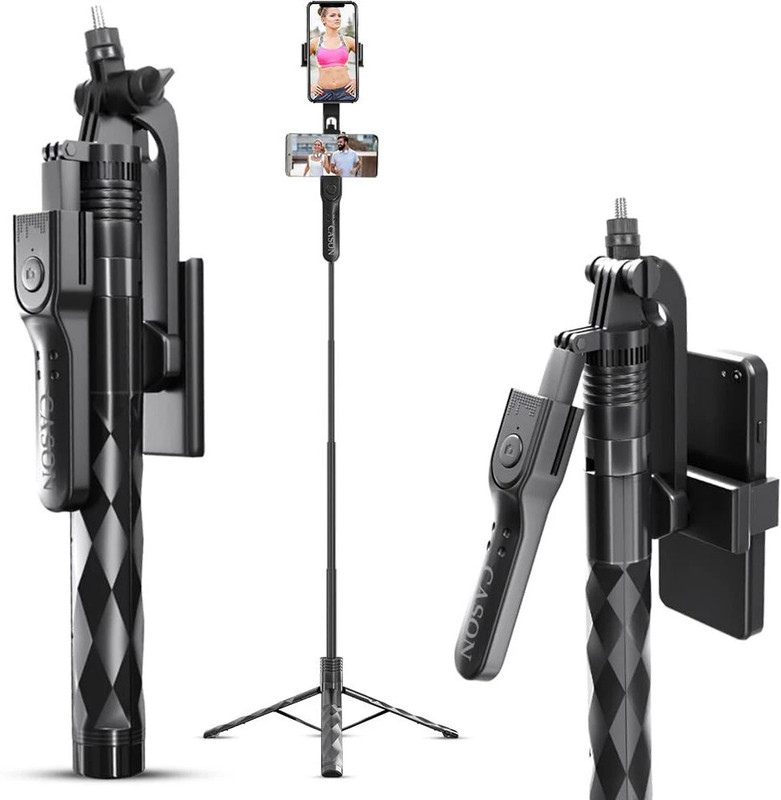 CASON 69 Inch Long Selfie Stick for iPhone & Mobile, Portable Tripod with Remote Tripod Kit, Tripod(Black, Supports Up to 2000 g)