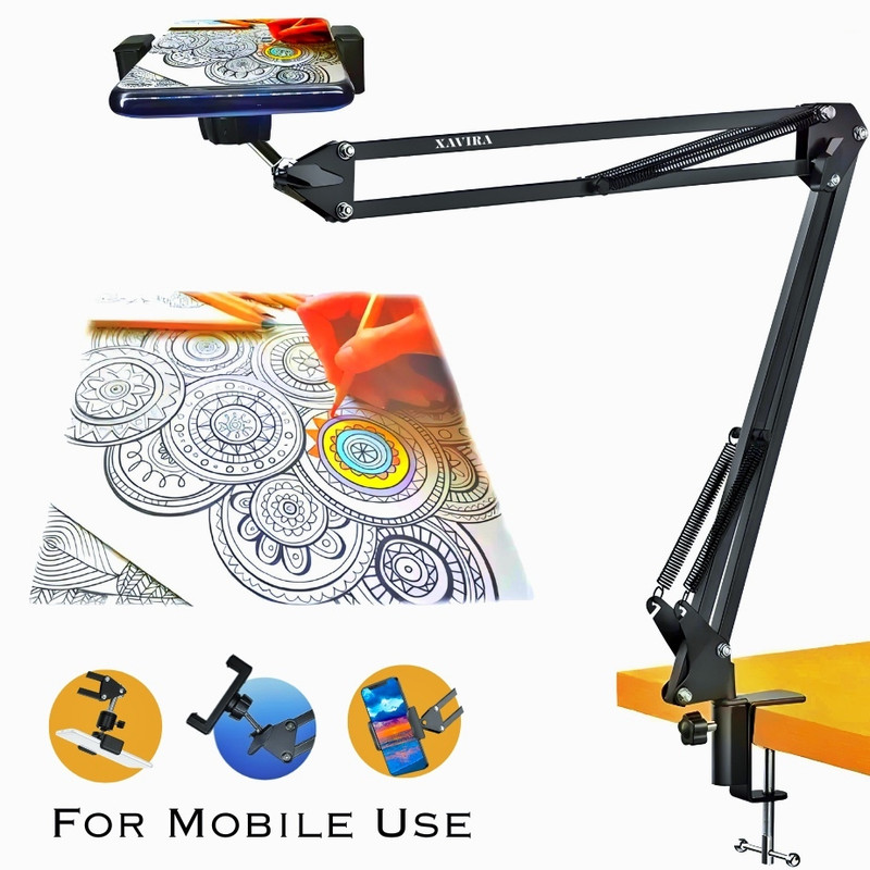 SARA Overhead Tripod Stand for YouTube Video Recording Cooking and Sketch Videos Tripod Kit, Tripod, Tripod Ball Head, Tripod Clamp(Black, Supports Up to 1500 g)
