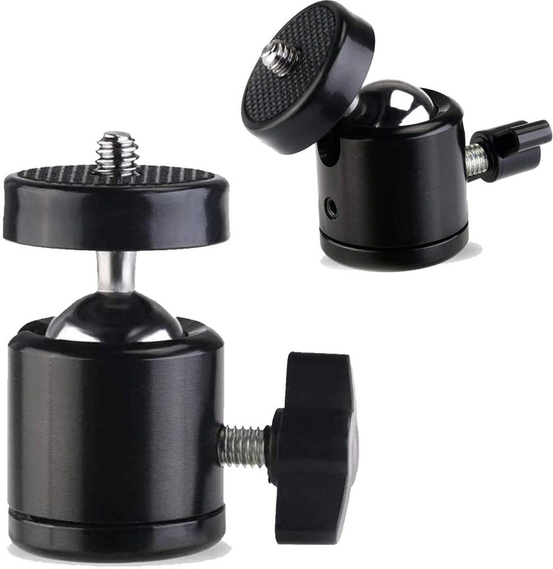 Viraan 1/4" Screw Tripod Ball Head Bracket Holder Ball Head 360 Degree ( PACK OF 2 ) ( BALL MOUNT HEAD ) Tripod Ball Head(Black, Supports Up to 1000 g)