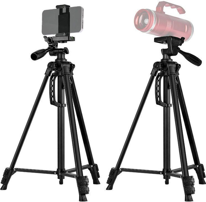 BONTECH 3366 Height Adjustable Aluminum Alloy Tripod Compatible with All Smart Phones, Tripod(Black, Supports Up to 5000 g)