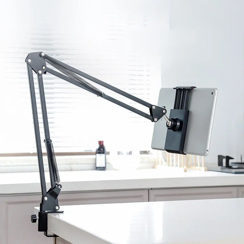 Zohlo Metal Body Overhead Tripod Camera Stand for Video Recording Live Streaming Tripod, Tripod Clamp, Tripod Bracket, Tripod Ball Head(Long Arm Goosneck Mobile Holder, Black, Supports Up to 1200 g)