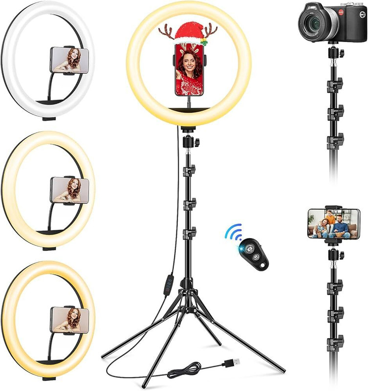zdea 1 x Tripod, 1 x Ring light, 1 x Mobile holder, 1 x Mic, 1 x Selfi Remote Tripod(Multicolor, Supports Up to 1500 g)