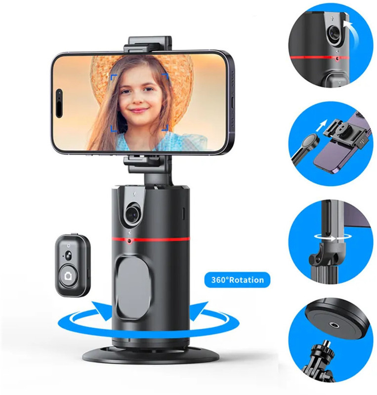 Cubonic P02 AI Tracker 360 Auto Face Tracking Smart Selfie Gimbal Stabilizer Tripod(Black, Supports Up to 1000 g)