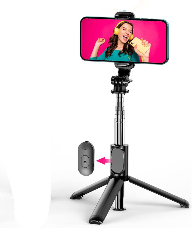 BUFONA Bluetooth Selfie Stick,3-in-1 Multifunctional Selfie Stick Tripod & Mobile Stand Tripod, Tripod Kit, Monopod(Black, Supports Up to 600 g)