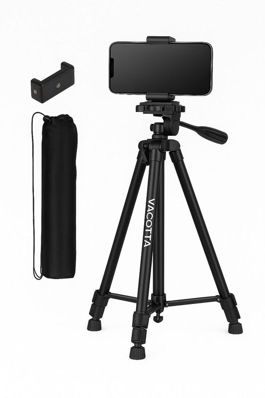 Vacotta 5-Feet Portable Tripod Stand for Phones with Mobile Phone Holder & Carry Bag Tripod(Black, Supports Up to 3000 g)