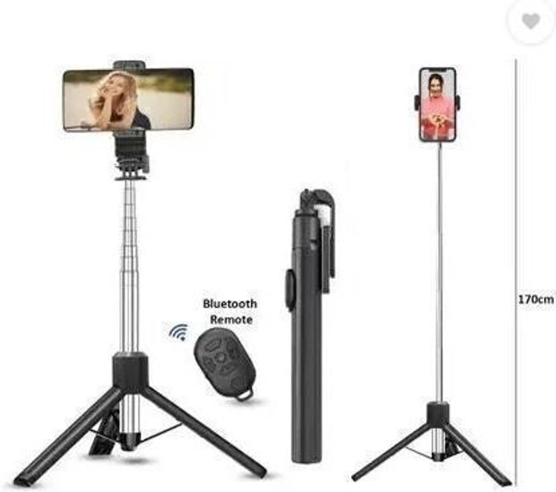 Sconzi 170cm Wireless Selfie Stick with Detachable Remote Tripod, Monopod Kit, Tripod Kit(Black, Supports Up to 1000 g)