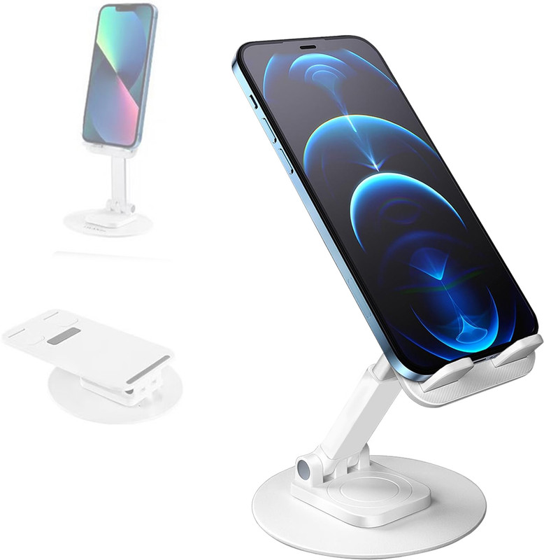 Zohlo Best Mobile Phone Stand, Table Mount Mobile Holder Adjustable Height & Foldable Tripod Kit(White, Supports Up to 300 g)