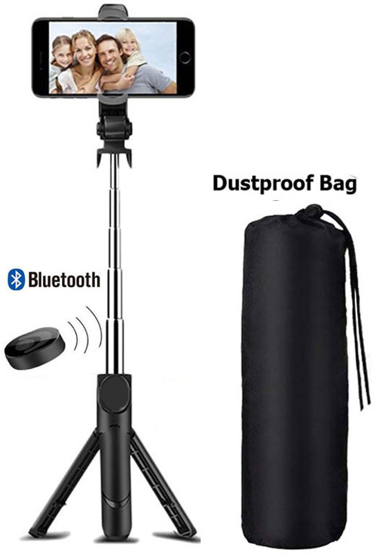 POZUB Video Bluetooth Selfie Stick Holder With Remote Control Shutter+Dustproof Bag Tripod, Monopod Kit, Monopod, Tripod Kit, Tripod Clamp, Tripod Bracket(Black, Supports Up to 600 g)