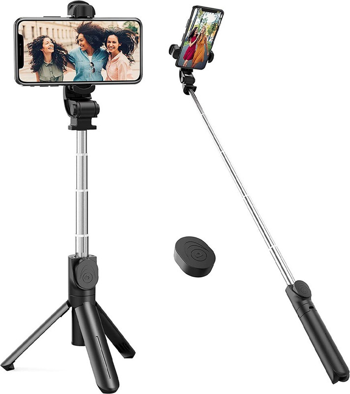 Blue Birds Bluetooth Extendable Selfie Stick with Wireless Remote for Making , Vlog Videos Tripod, Tripod Kit, Tripod Clamp, Monopod(Black, Supports Up to 500 g)