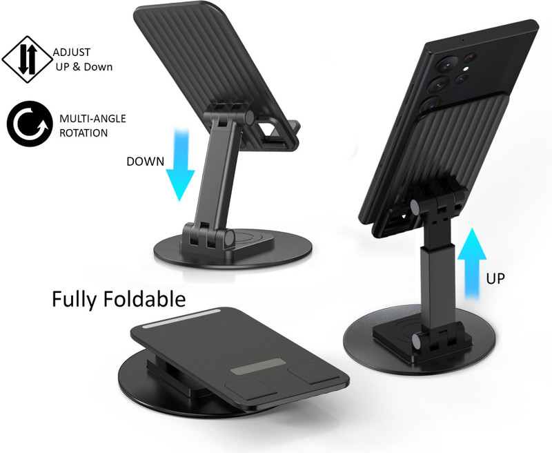 Casa Tech High Quality Mobile Phone Stand + Tablet Stand, Adjustable & Foldable Mobile Stand, Aluminum Stand Holder for Mobile Phone and Tablet Single Gimbal for Mobile(200)