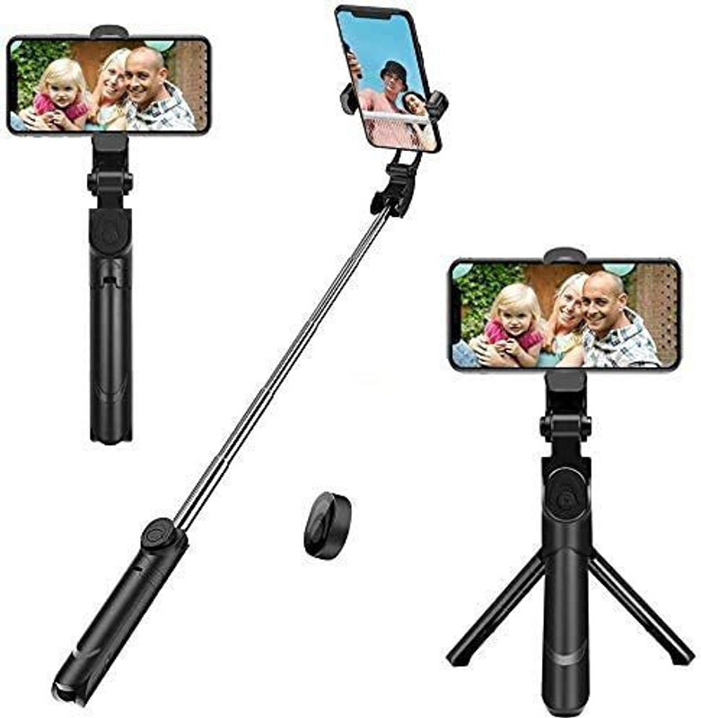 USTINE Tripod Stand, Bluetooth Extendable Tripod Tripod(Black, Supports Up to 500 g)