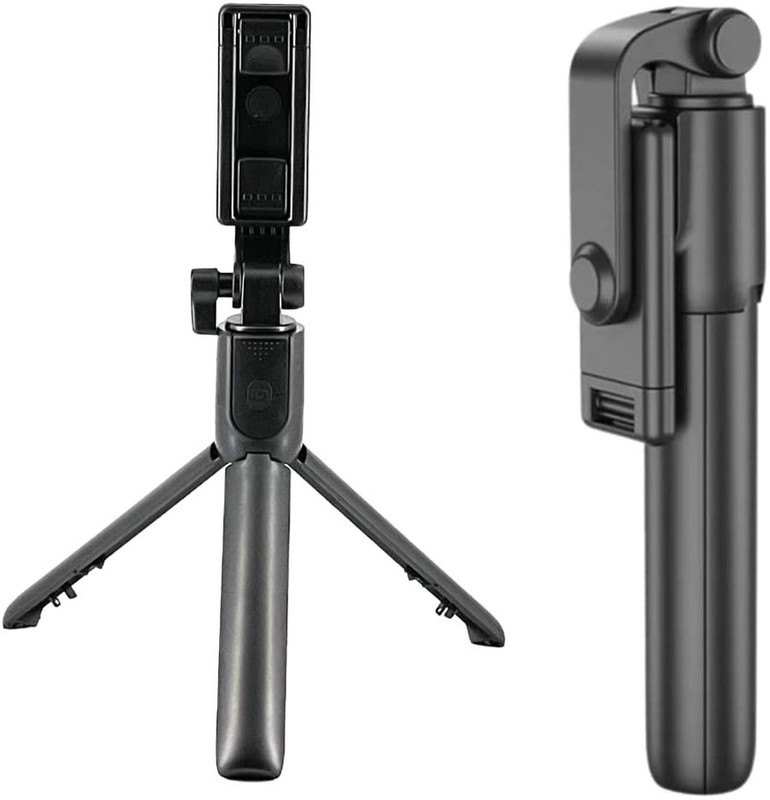 Uborn HIGH QUALITY R1 Selfie Stick Foldable Wireless Extendable Monopod Mobile Holder Tripod, Tripod Ball Head, Tripod Kit(Black, Supports Up to 450 g)