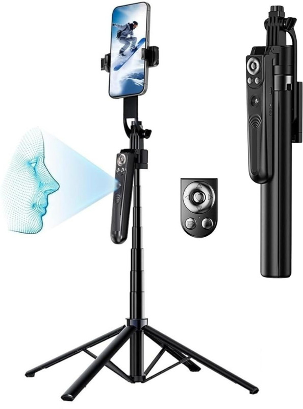 Ruskin AI Face Tracking Professional Rechargeable Selfie Stick Tripod X11 Tripod, Monopod Kit, Tripod Kit, Monopod(Black, Supports Up to 1000 g)