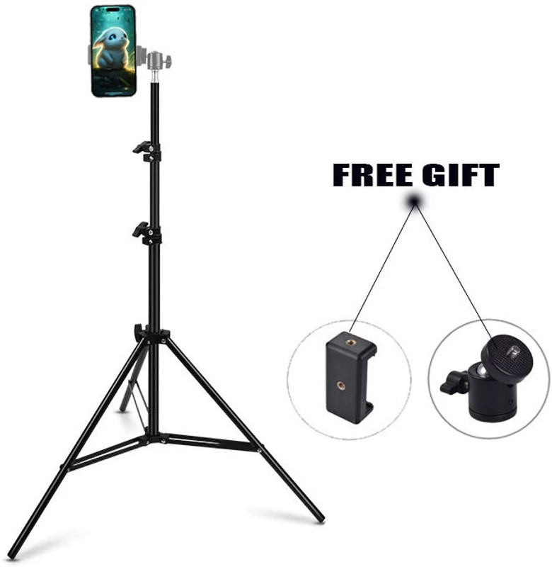 SURYAKUSH Photography Tripod 1/4 Screw for Camera for Ring Light Stand with Adjustable Tripod(Black, Supports Up to 2000 g)