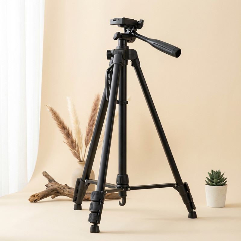 Qolic Aluminum Tripod Stand 55 Inch for Photography & Video Recording Tripod(Black, Supports Up to 5000 g)