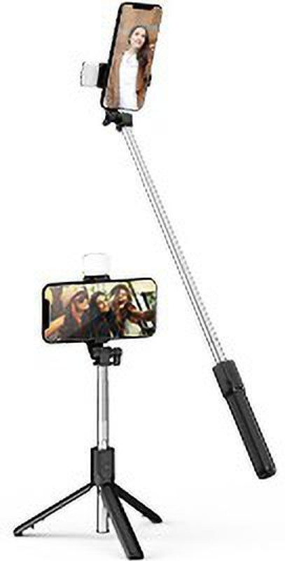 HIFY Monopod/Selfie Stick Bluetooth Tripod with Beauty Lights,3 in 1 Extendable Phone Stand Holder with Detachable Wireless Remote Compatible with IOS and Android Smart Phone Monopod, Tripod, Monopod(Black, Supports Up to 400 g)