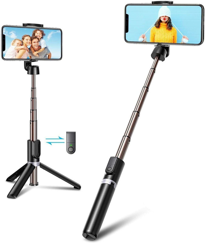 Gavya Wireless Remote selfie stick R1 Bluetooth Selfie Stick Tripod(Black, Supports Up to 400 g)