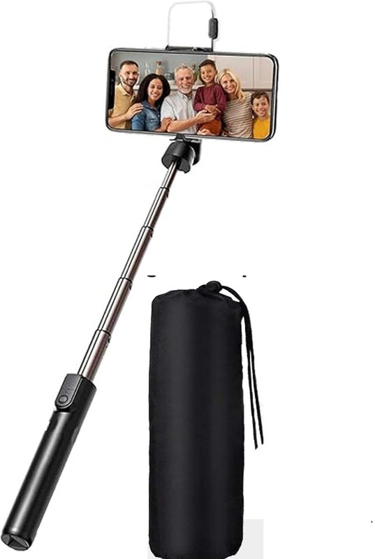 POZUB R1s Bluetooth Selfie Stick Stand Holder 3in1 Multifunctional design Durable +Bag Tripod, Monopod, Tripod Kit, Tripod Clamp(Black, Supports Up to 500 g)
