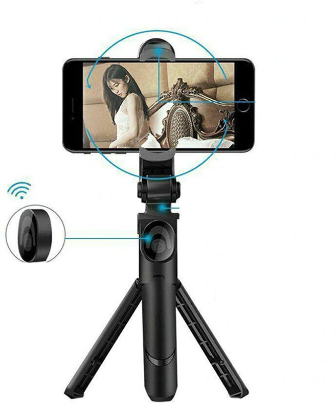 POZUB Selfie Sticks Tripod Stand Bluetooth Remote for Selfie,Vlogging Phone Holder Tripod, Monopod, Monopod Kit, Tripod Kit, Tripod Clamp, Tripod Bracket, Tripod Ball Head(Black, Supports Up to 600 g)