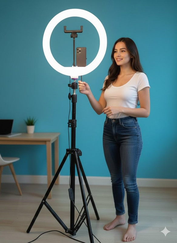 BESTFLY Strong metal Black tripod stand with ring light for phography and video Tripod, Tripod Kit, Monopod, Tripod Ball Head, Tripod Clamp(Black, Supports Up to 1999 g)