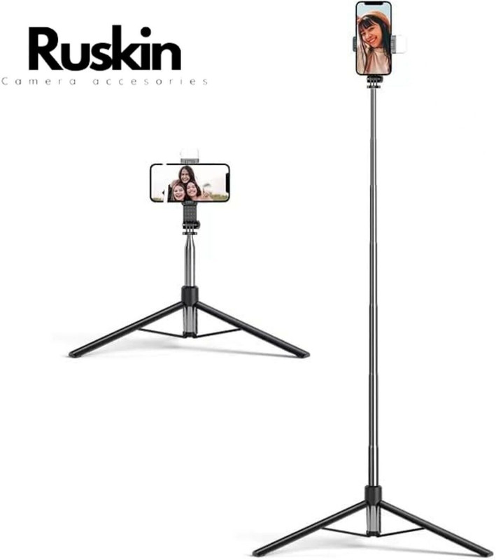 Ruskin Y17 Selfie Stick Tripod Flash included expandable features with Bluetooth remote Tripod, Monopod Kit, Tripod Kit(Black, Supports Up to 1000 g)