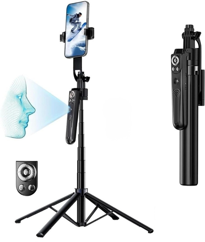 Ruskin AI Face Tracking Professional Rechargeable Selfie Stick Tripod X25 Tripod, Monopod Kit, Tripod Kit, Monopod(Black, Supports Up to 1000 g)