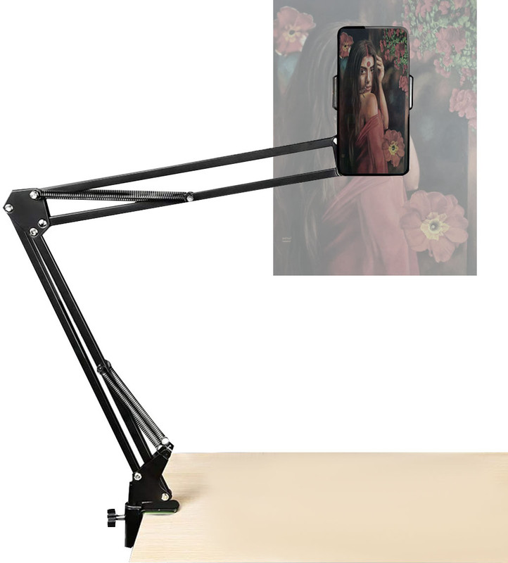 Blue Birds Aluminium Mobile Overhead Tripod Tablet Stand for Bed Cooking Video Making Tripod, Tripod Ball Head, Tripod Bracket, Tripod Clamp, Tripod Kit(Black, Supports Up to 1500 g)