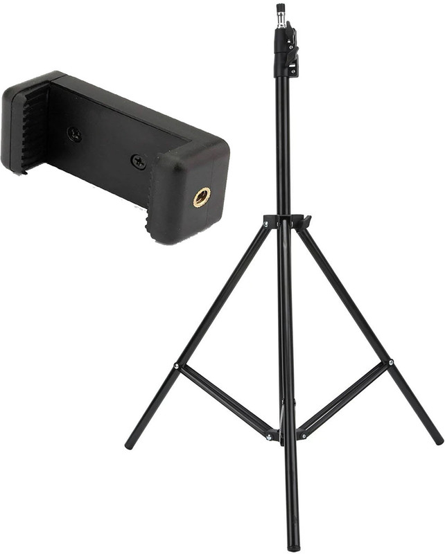 Deeshora 6.9" feet (200cm)2.1 Meters Aluminum Heavy Strong Body Mobile Stand clip Tripod, Tripod Ball Head, Tripod Kit, Tripod Bracket(Black, Supports Up to 1500 g)