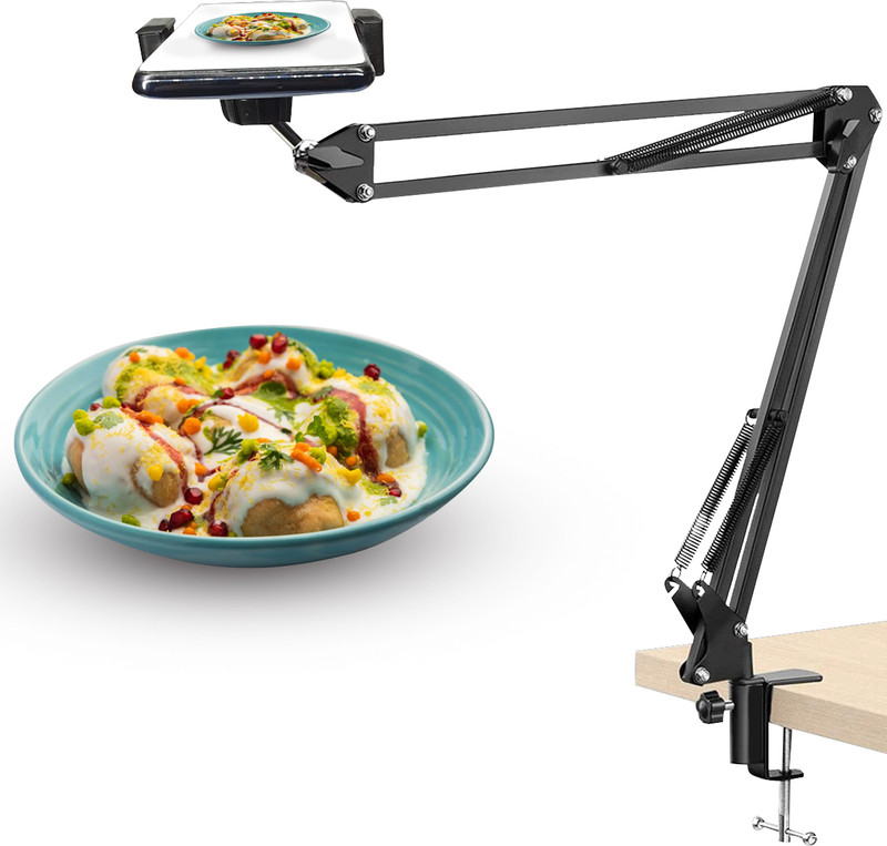 ZOKMOB Professional Overhead Video Recording Stand Bracket for Both Mobiles & Tablets Tripod, Tripod Clamp, Tripod Bracket, Tripod Ball Head(Gooseneck Mobile Holder, Black, Supports Up to 1500 g)