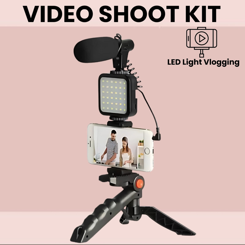 SACRO (Video Kit) with LED Lights & Wireless Microphone Setup For Vlogging/YouTubeS77 Tripod(Black, Supports Up to 1500 g)
