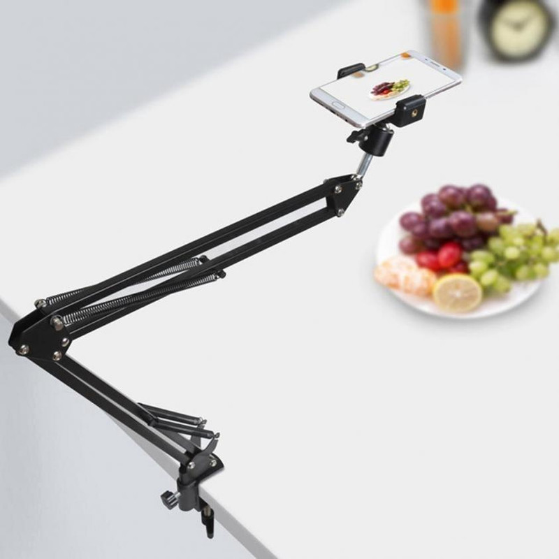 Mobtude Photography Overhead Video Recording Stand Bracket for Both Mobiles & Tablets Tripod, Tripod Ball Head, Tripod Bracket, Tripod Clamp, Tripod Kit(Black, Supports Up to 1500 g)