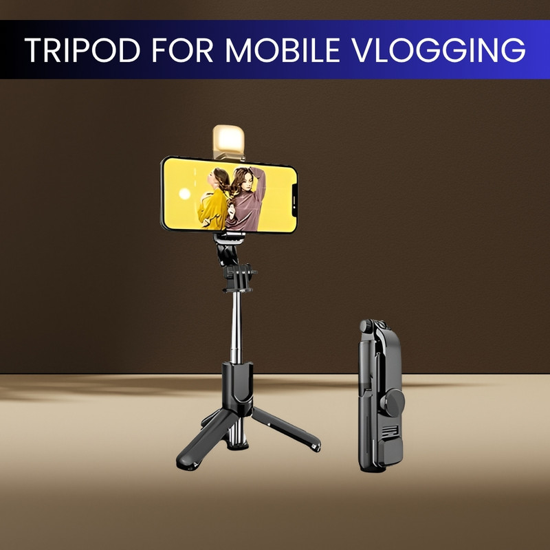 SACRO R1S Long Selfie Stick, Tripod Stand With Remotefor Selfie, Vlogging, TravelWQ289 Tripod(Black, Supports Up to 1500 g)